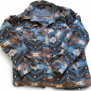 Rock and Roll Denim Men’s Southwestern Aztec Print Snap Shacket 100% Cotton L